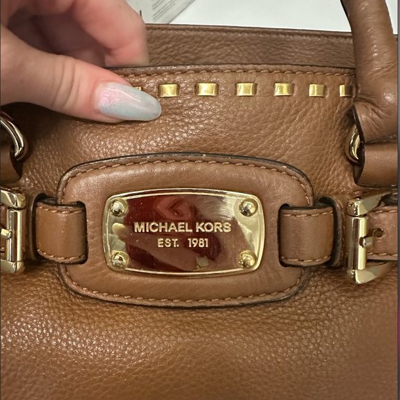 Michael Kors Hamilton Whipped Stitch Brown Leather Handbag - Picture 7 of 9